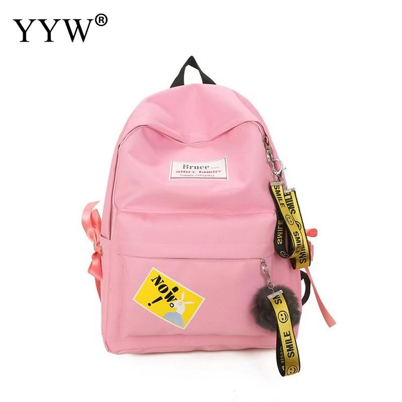Casual mochila Mujer negro lona mochila escueta una bola de pelo del bolso de la escuela del estudiante mochila Mochilas Mujer Mochilas| - AliExpress