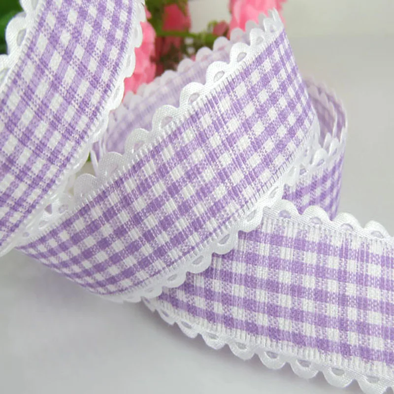 

1Roll 20yards 1" Printed Grid Lace Fabric Trim Ribbon For Craft Wedding Scrapbook gift wrap ribbons 25mm