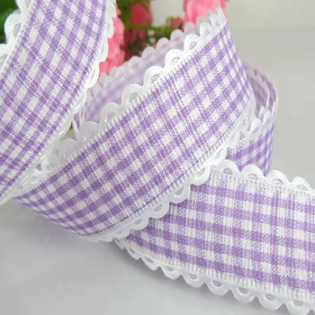 

1Roll 20yards 1" Printed Grid Lace Fabric Trim Ribbon For Craft Wedding Scrapbook gift wrap ribbons 25mm