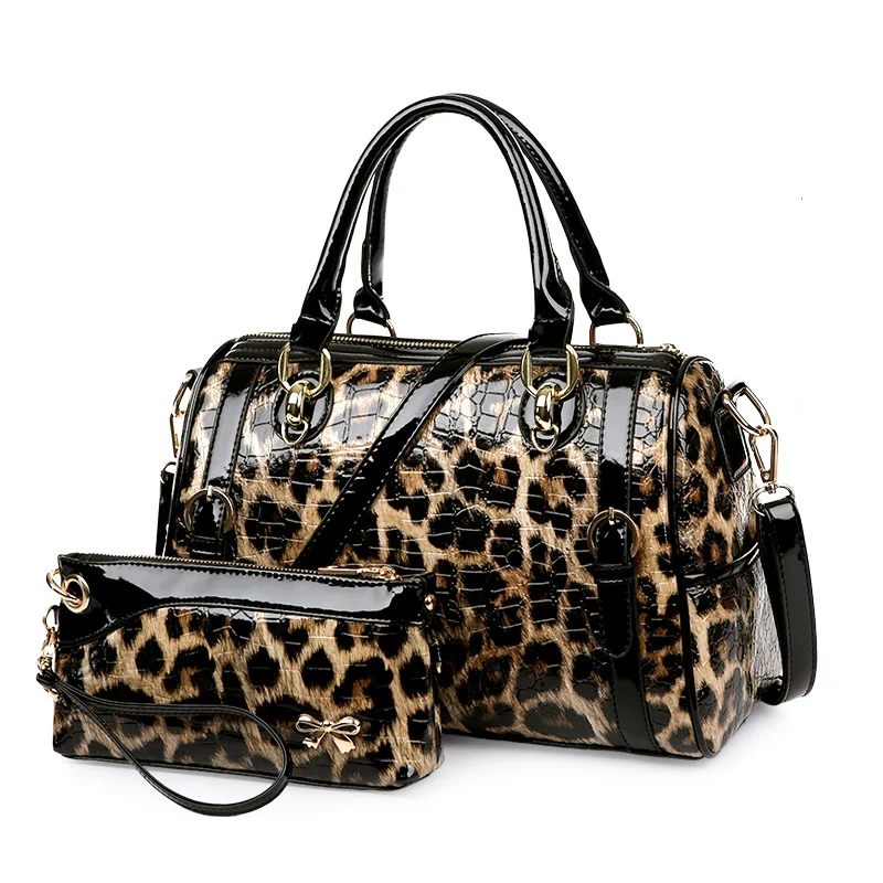 2Pcs per font b Set b font Leopard Women font b Handbag b font Luxury Leopard