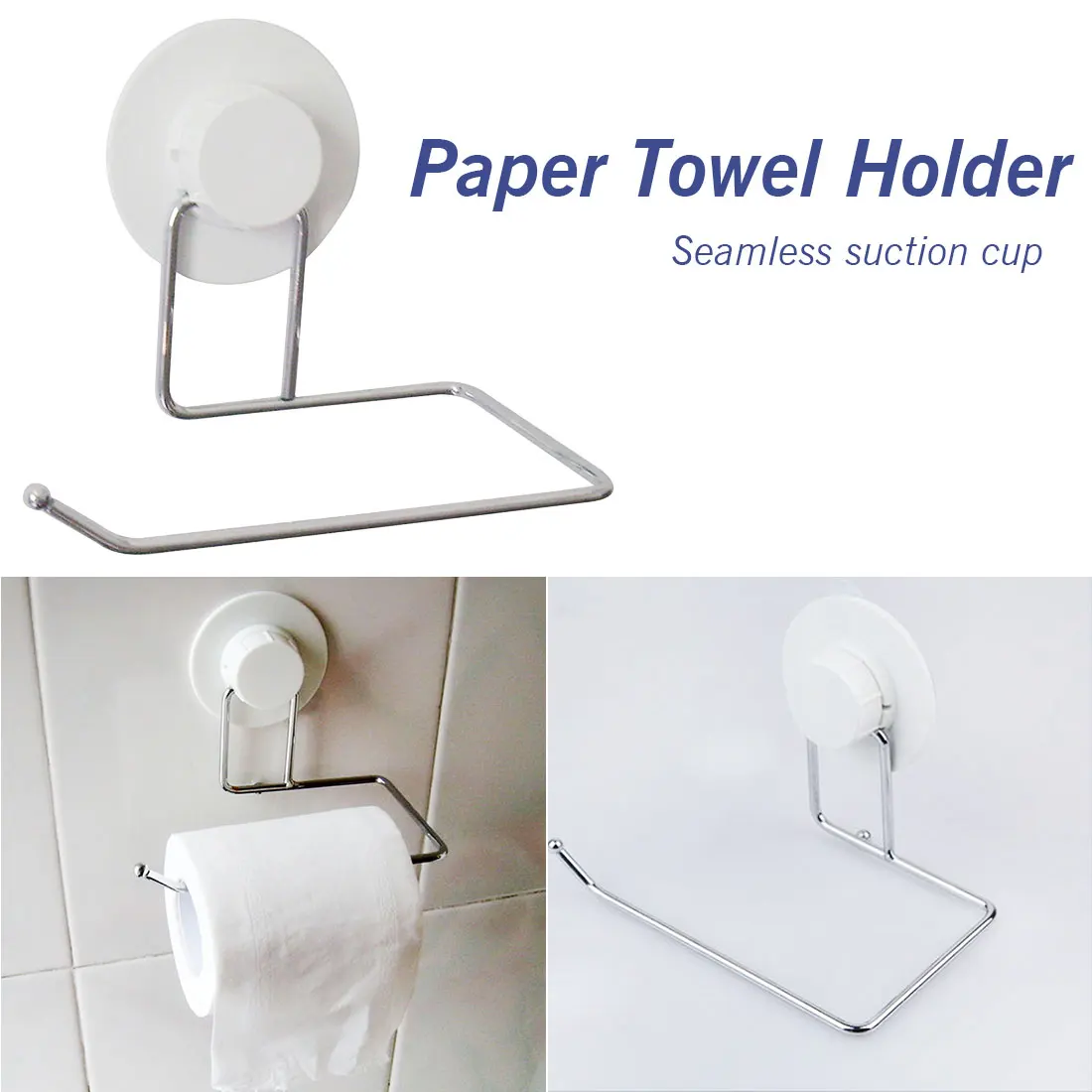 1pc Toilet Paper Holder Bathroom Suction Hanger Tissue Rack Kitchen
