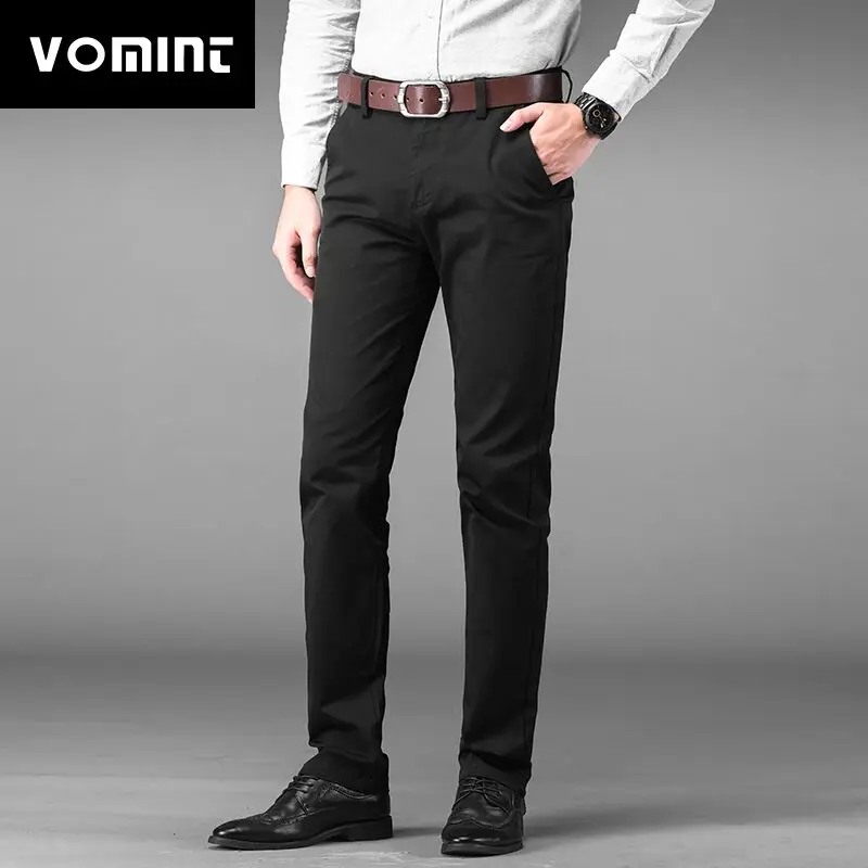 

Vomint Brand New Men's Business Pants Regular Straight Fit Stretch Pants Casual Suit Trousers Elasticity Pants Pocket Details