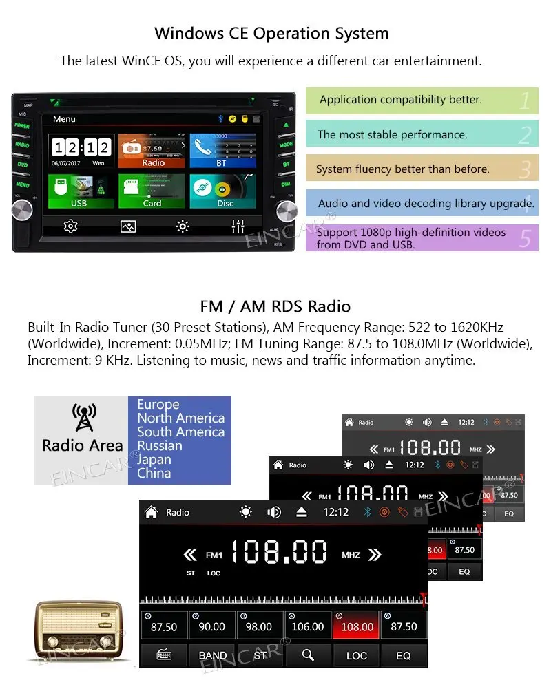 Discount Car Stereo in dash 2 din Automotive Autoradio Bluetooth Car dvd player Double 2 Din 6.2 inch Video FM/AM Radio  Video FM/AM/RDS 3