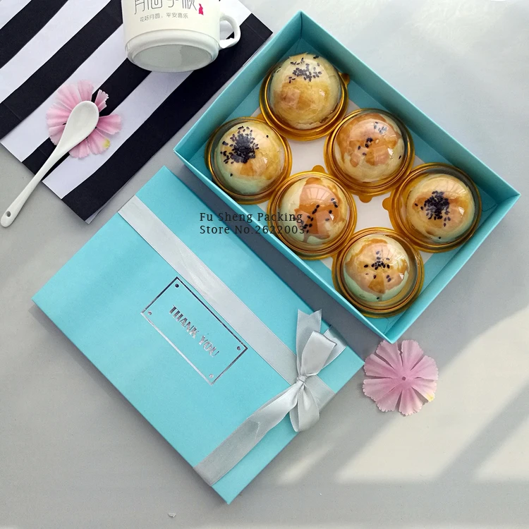 Синий бумаги cake box Макарон печенье блин упаковки торт подарок boxes100set/лот