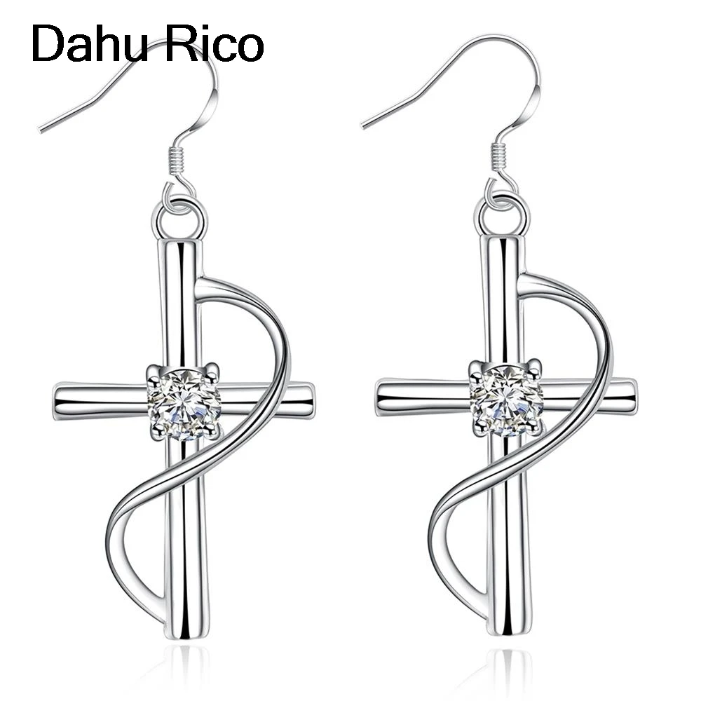 Крест с камнем pendante pendenti kolczyki букле d'oreille или белый фианит dames joias para Dahu