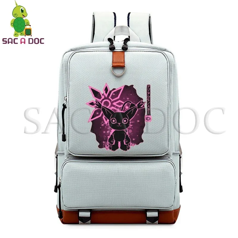 

Digimon Adventure Tailmon Fluorescence School Bags for Teenagers Girls Boys Daily Laptop Backpack Large Capacity Travel Bags