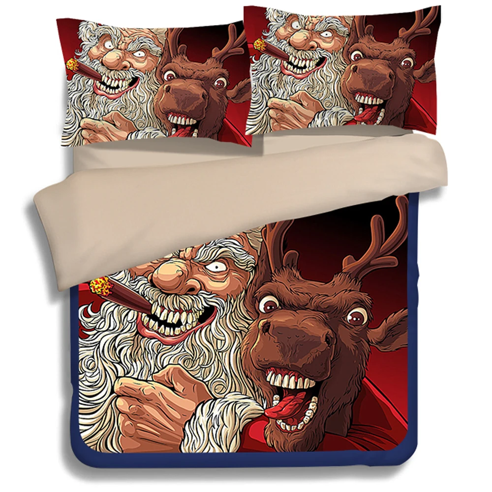 

3D Oil Painting Merry Christmas Gift Kids Duvet Cover Sets Twin Queen King Size Cool Santa Claus Elk Print Boys Christmas Gift