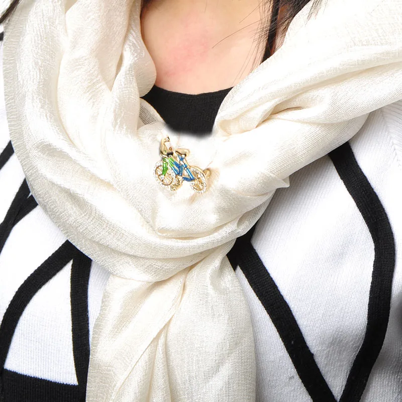 Blucome Enamel Bicycle Brooches For Women Man Bike Broach Dress Sweater Decoration Esmalte Crystals Broches Hijab Scarf Corsage