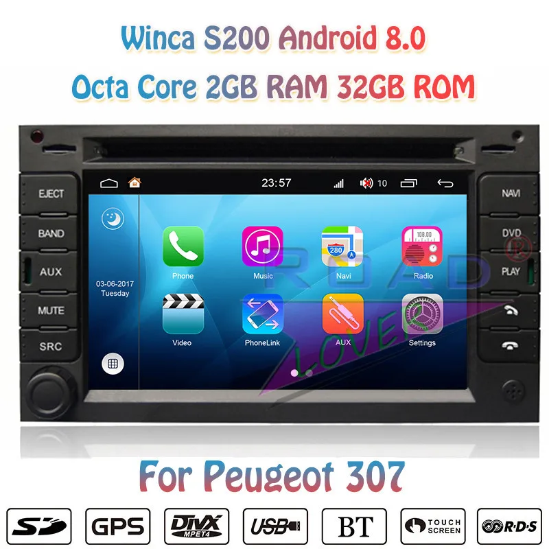 Winca S200 Android 8,0 автомобильный DVD Автомагнитола для peugeot 307 Стерео gps навигация Magnitol 2 Din видео головное устройство