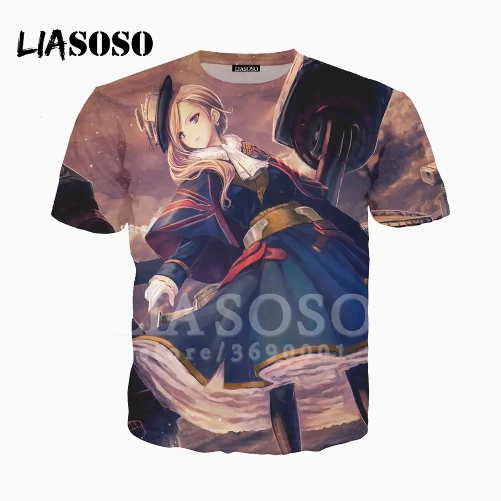 LIASOSO 3D унисекс с принтом аниме милые девушки Azur Lane футболка с круглым вырезом в стиле Харадзюку хип-хоп Hispter Повседневное Топы A499 - Цвет: 7