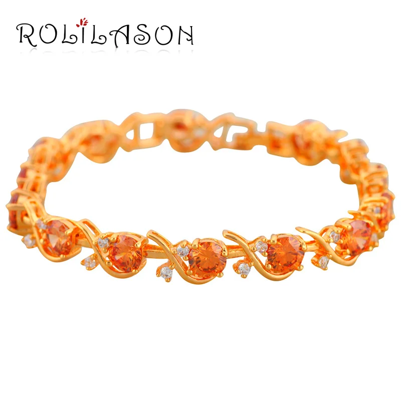 Brand K yellow font b Gold b font Tone Red Crystal design Charm font b Bracelets