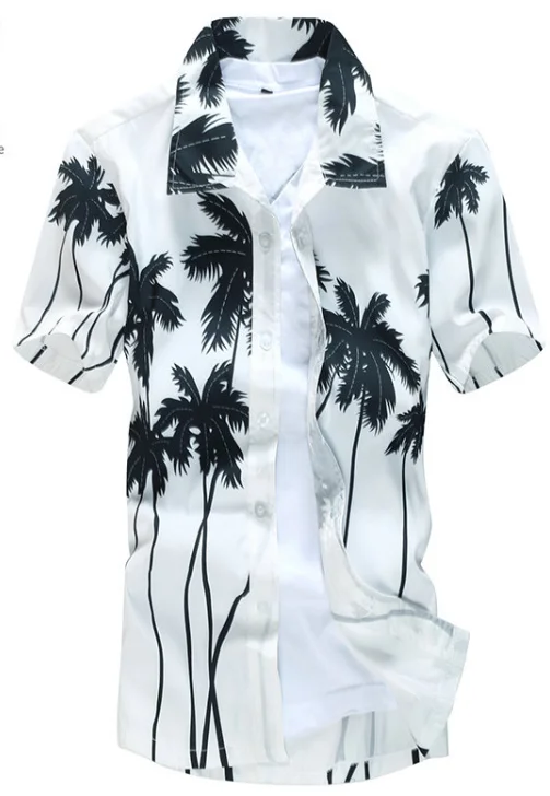 Мужская гавайская рубашка мужская повседневная camisa masculina пляжные рубашки с