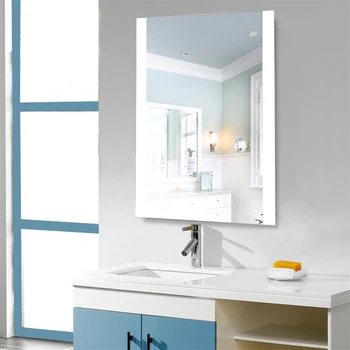 

Wall-mounted Led Bathroom Mirror Shower Anti-fog Mirror Washroom Bath Mirror for Makeup White Color Adhesive France Stock HWC