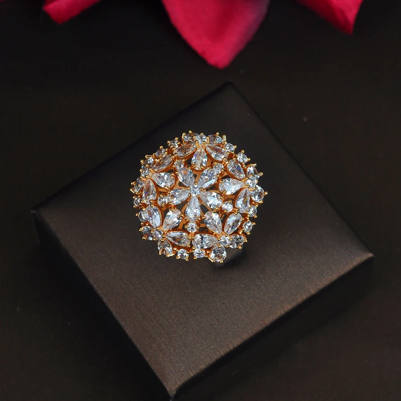 HIBRIDE Elegant Shinny High Quality Cubic Zirconia Jewelry Set For Women Gold Color Ring/Earring/Necklace Jewelry Set Gift N-511 - Image 5