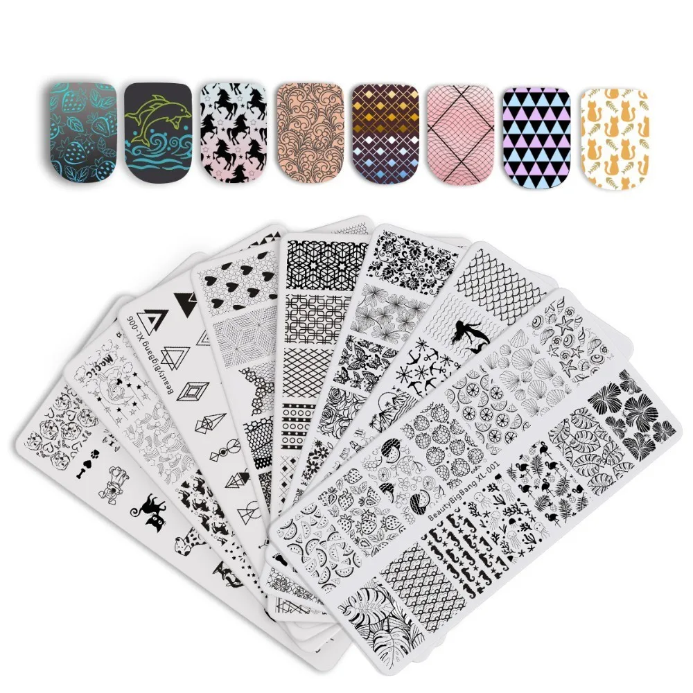 BeautyBigBang штамповочная пластина для ногтей геометрические шаблоны трафаретов для дизайна ногтей шаблон штамп для ногтей штамповка пластин XL-006