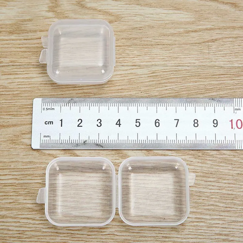 

10Pcs / Set Mini Cute Storage Box 35*35*18mm Transparent Plastic Decorative Small Boxes Jewelry Office Sundries Organization