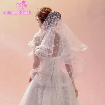 

AOLANES 2018 New Arrival 1.5M Nature White Pencil Edge Wedding Bride Veil One-layer Applique Short Bridal Veils Veu De Noiva