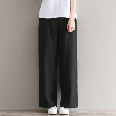 Makuluya уникальные обновленные льняные женские дышащие свободные брюки с эластичной талией винтажные универсальные уютные шикарные модные повседневные брюки L6 - Цвет: Черный