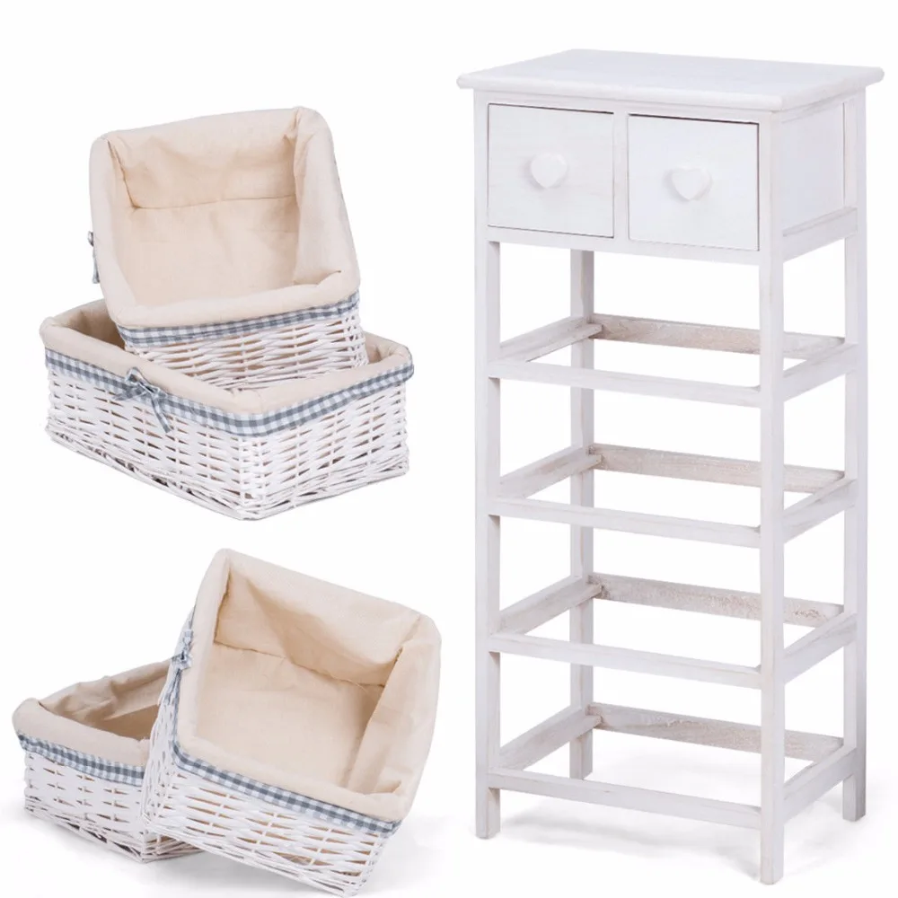 Giantex Nightstand Bedside End Table Organizer 4 Wicker Baskets Chest Cabinet Living Modern Room Furniture HW57052 Giantex Nightstand Bedside End Table Organizer 4 Wicker Baskets Chest Cabinet Living Modern Room Furniture HW57052
