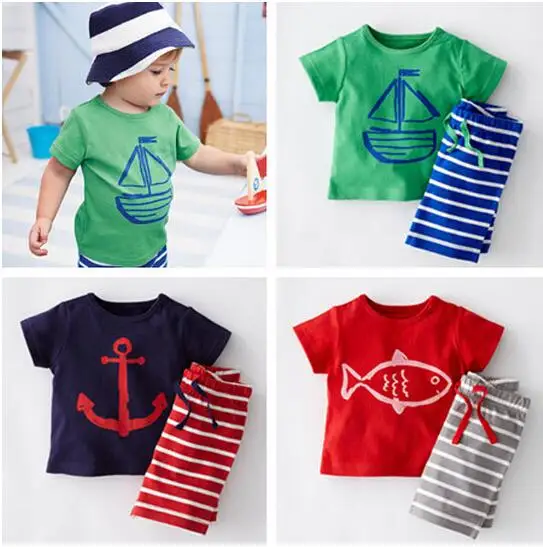 Toddler Infant Baby Boys Girls Clothing Sets Summer Kids Clothes Fish