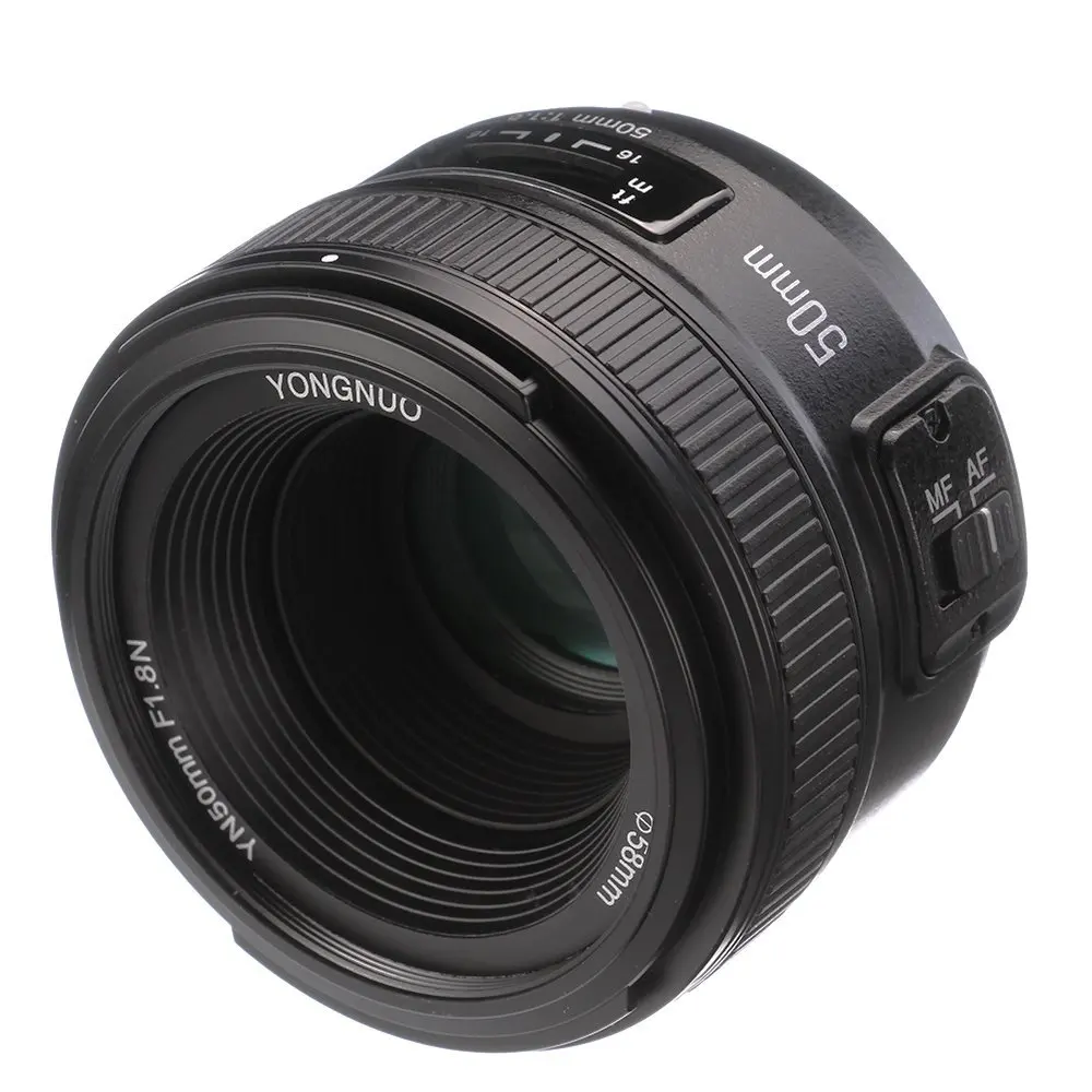 Объектив YONGNUO YN 50 мм объектив с автофокусом и большой апертурой для камер Nikon F1.8