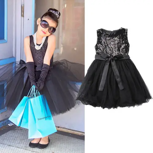 Kids Sequins Baby Flower Girl Dress Bow Tulle Tutu Party Gown Bridesmaid Sleeveless Girls Dresses