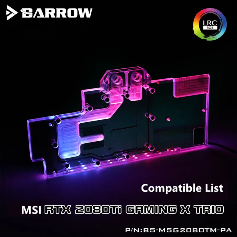Барроу полное покрытие графическая карта GPU водный блок Aurora для MSI RTX2080Ti GAMING X TRIO