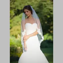 Дешевые Белый Кот Люкс Покрывал С Расческой Тюль Аппликация 1 Слоя Красивая Фата для Свадьбы Невеста Свадебные Аксессуары