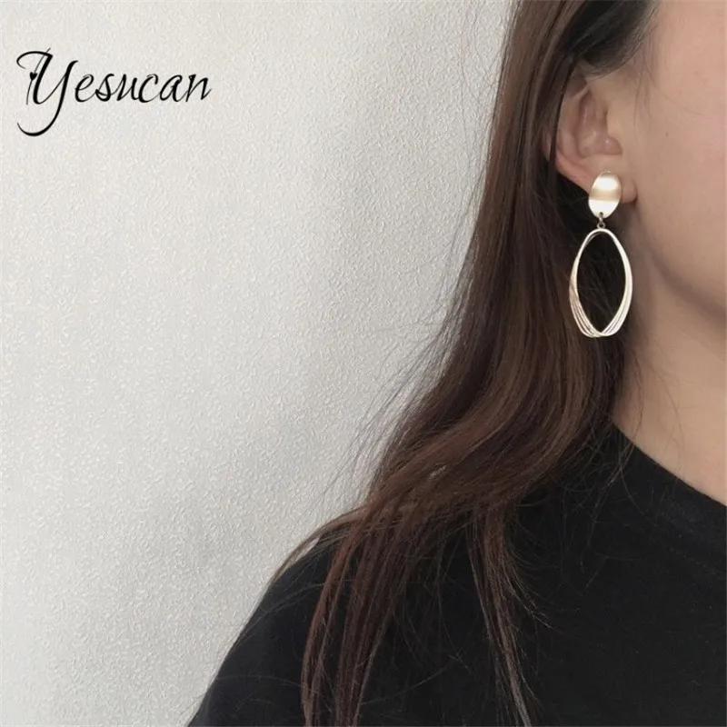 

Yesucan Maxi brincos Elegant Statement Earrings Non-piercing Jewelry Ear Cuff Clip Earrings For Women Drop Earrings Gold Color