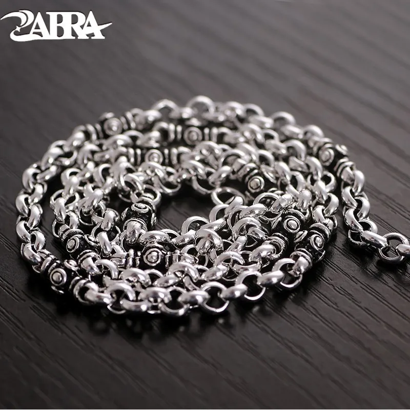 

ZABRA Buddha Necklace For Men 925 Silver 4.5mm 45/50/55/60/65/70cm Vintage Steampunk Chain Sterling Silver Biker Jewelry