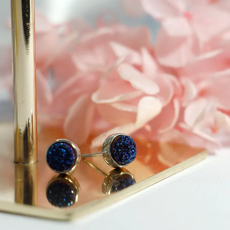 

Round Kyanite Stud Earrings S925 Silver Earrings for Women