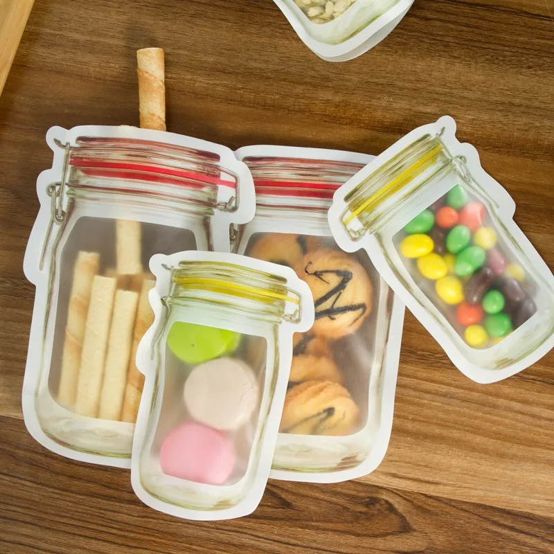 

Lovely Bottle Pattern Zipper Sealing Bags Preservation Fridge Freezing Food Storage Bag Fresh Keeping Wrap Organizer Storage Bag