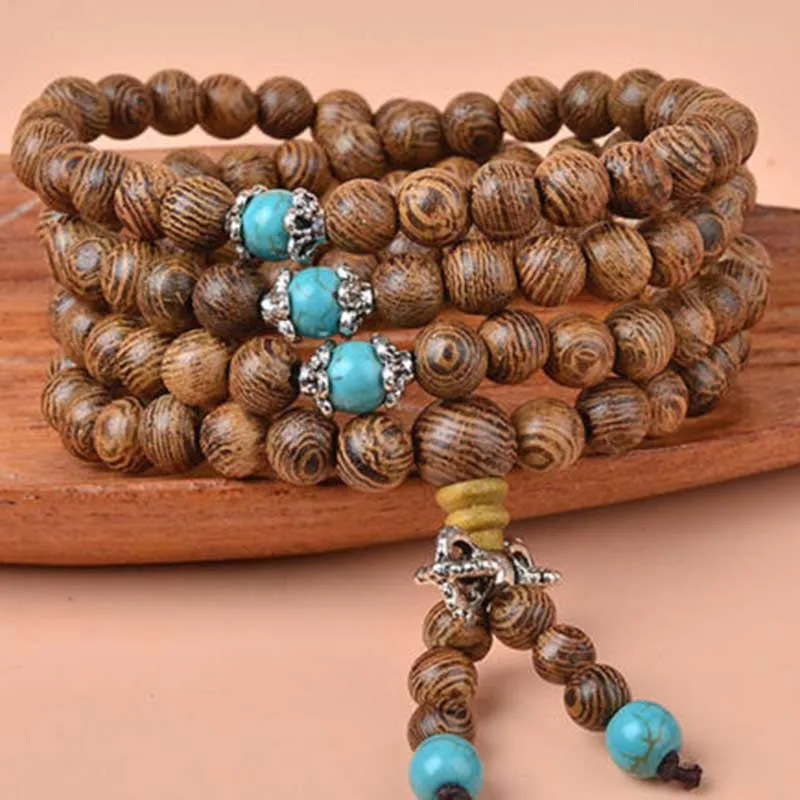 1pc x 6mm Sandalwood Buddhist Buddha Meditation 108 Prayer Beads Mala Bracelet