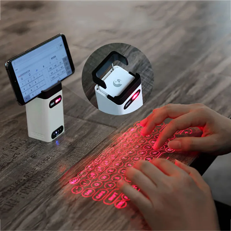  Phone Holder for smartphone Power Bank Stand with Wireless Laser Projection Virtual Keyboard Mouse 