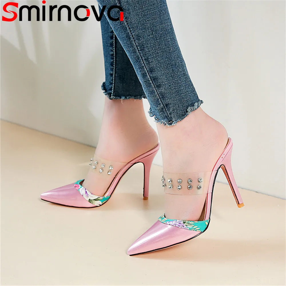 

Smirnova 2020 fashion summer new shoes woman pointed toe shallow sandals women thin high heel prom wedding shoes plus size 33-47