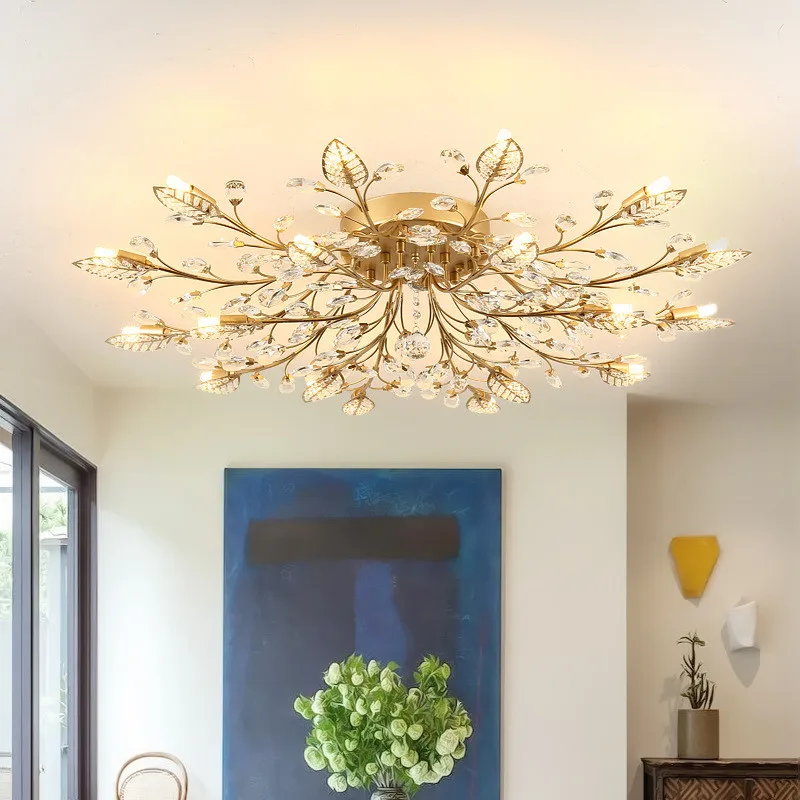 

Creative Crystal Led Ceiling Chandelier Lights Fan Fixture Luminaire Gold Black G4 Led Lustre Plafon For Bedroom Ceiling Lamp