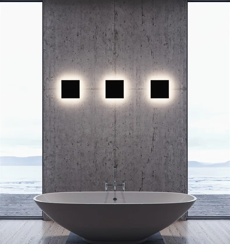 Luzes do Corredor Lâmpada de Parede Jardim ao ar Conduziu a Lâmpada Varanda Moderno Design Quadrado Montado Alumínio Pátio Livre Arandela Preto Led 11 Cheap led porch