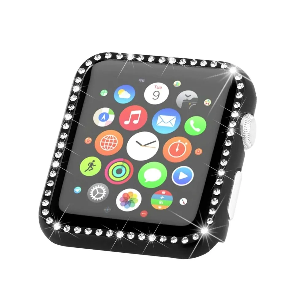 

Shiny crystal diamond hard shell Protector cover for Apple Watch case Series 4 3 2 1 38 42 40 44mm for iwatch protection frame