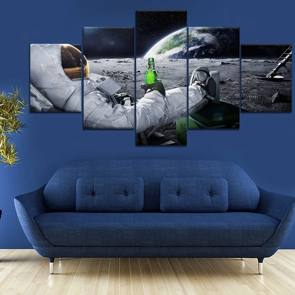 

5 Piece Canvas Art Astronaut Earth Lunar Landscape universe Poster Paintings on Canvas Wall Art for Home Decorations Wall Decor