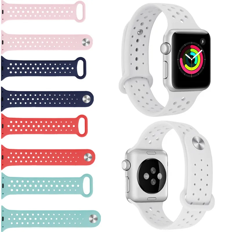 

WINNERCOM Silica gel band For Apple Watch series 1/2/3/4 38m 42mm Bracelet strap for watch series 4 Vents Solid color