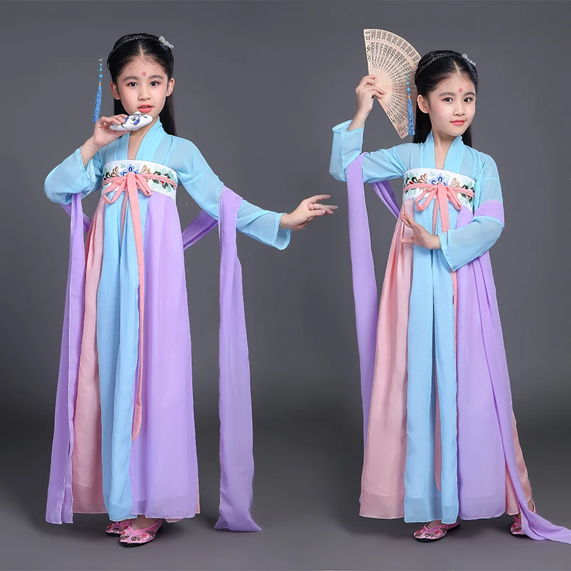 Народный костюм ханьфу принцесса танцевальные костюмы для девочек Древний китайский традиционный национальный костюм Династия Тан
