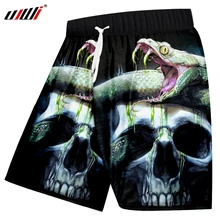 UJWI мужские пляжные шорты с 3d принтом змеи черепа, мужские облегающие шорты для тренажерного зала, боксеры и брюки с высокой талией, пляжные шорты с карманами и завязками
