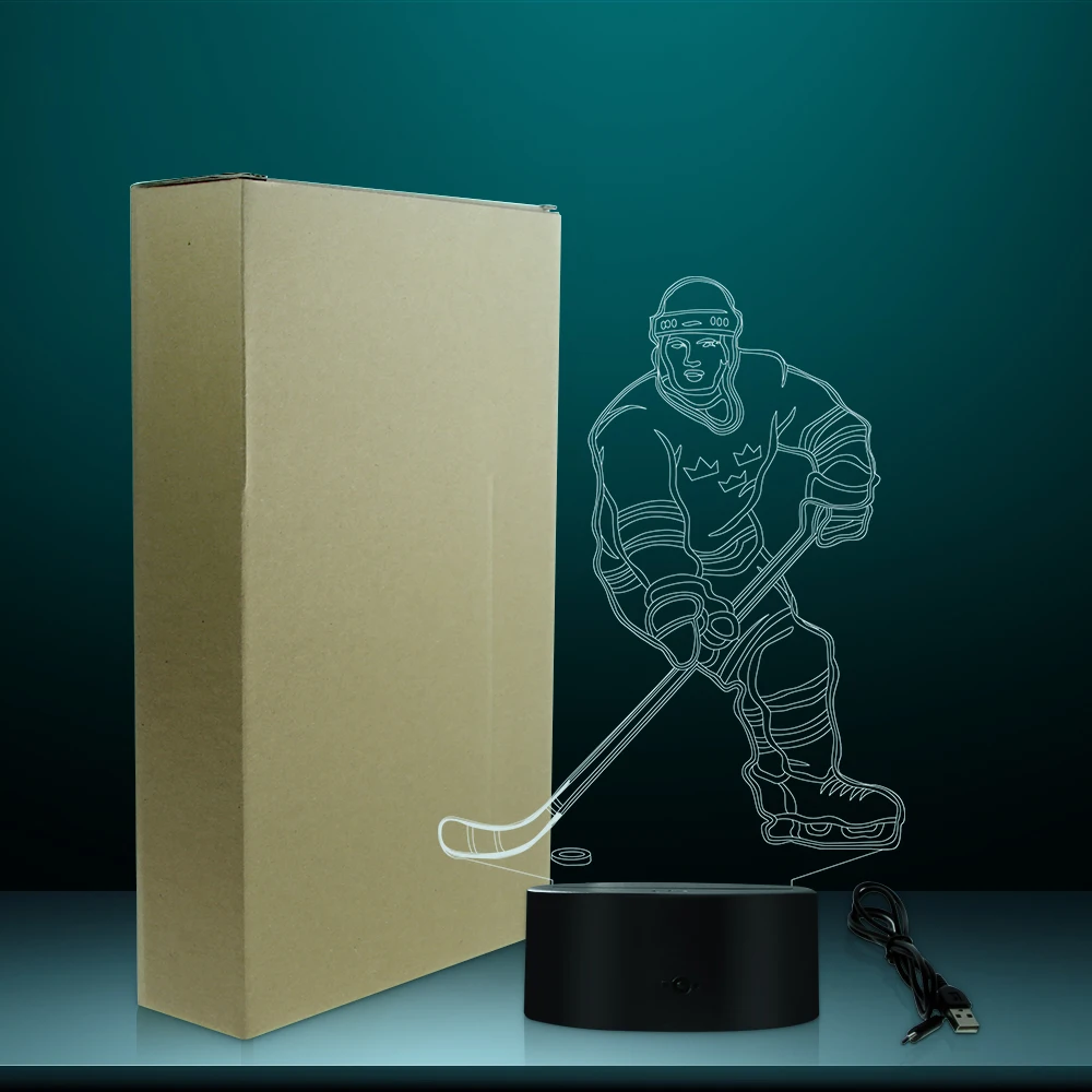 Details about   Ice Hockey LED Night Light Lamp 3D Illusion Multicolors Kids USB Batteries Touch 