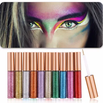 

10 Colors Shiny Liquid Eyeliner Waterproof Shimmer High Pigmented Silver Gold Metallic Eyeliners