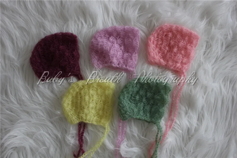 

5pcs/lot Newborn Mohair Shell Bonnets Mohair Photo Props