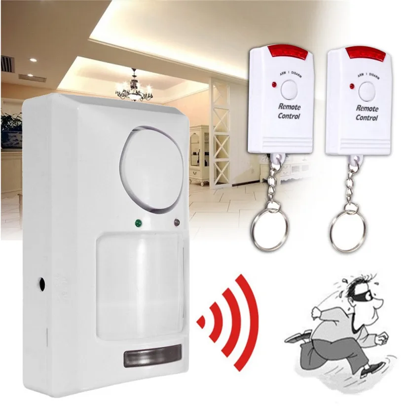 CARPRIE Wireless Pir Motion Sensor Alarm + 2 Remote Controls Shed Home
