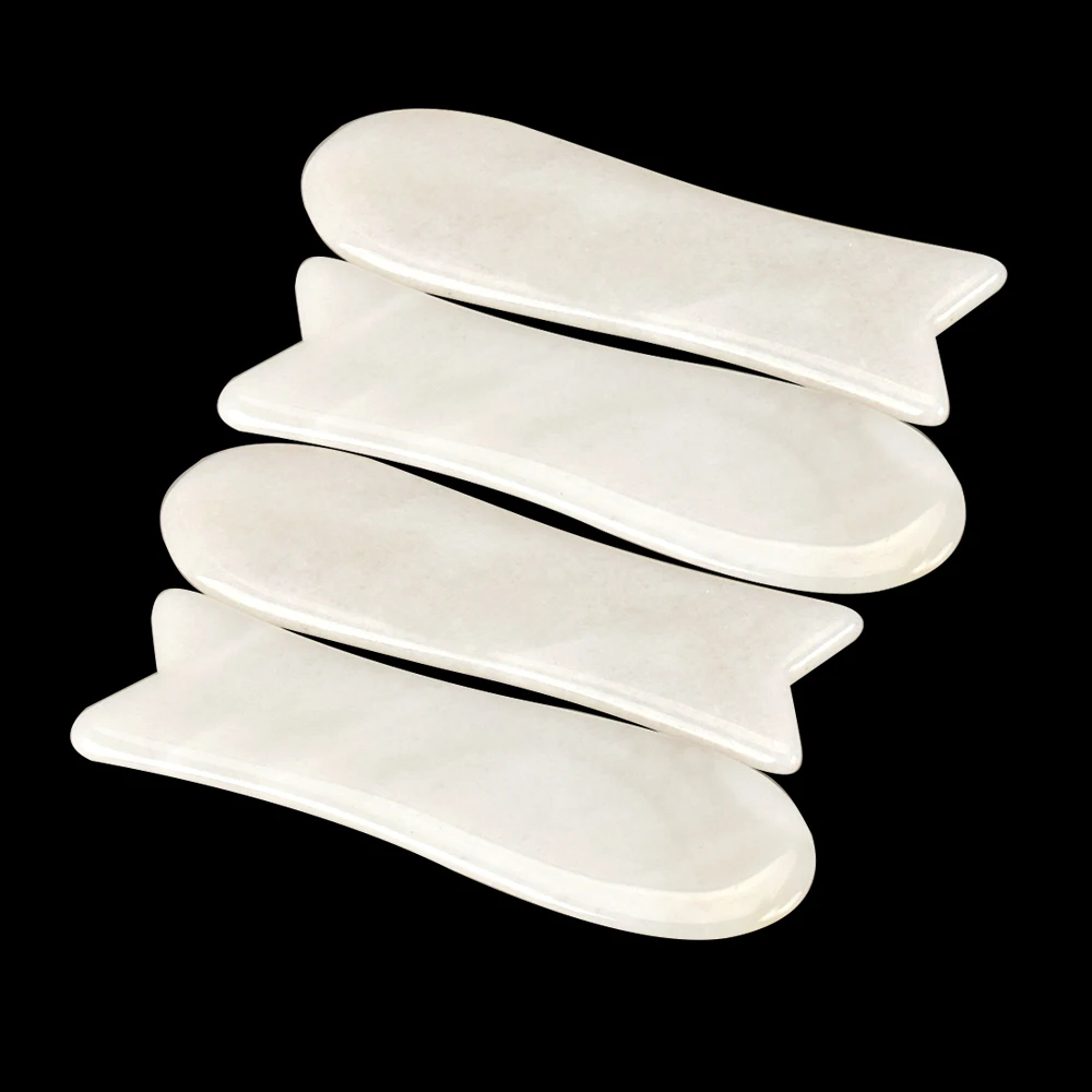 Traditional Scraper Gua sha Board Fish Shape From Natural White Jade Massager for Health Skin Care Crystal Stone Body Massage