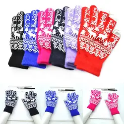 1 пара Перчатка для шитья Утепленная одежда ветрозащитный противоскользящим Рождественский олень для Для женщин Для мужчин зимние M8694