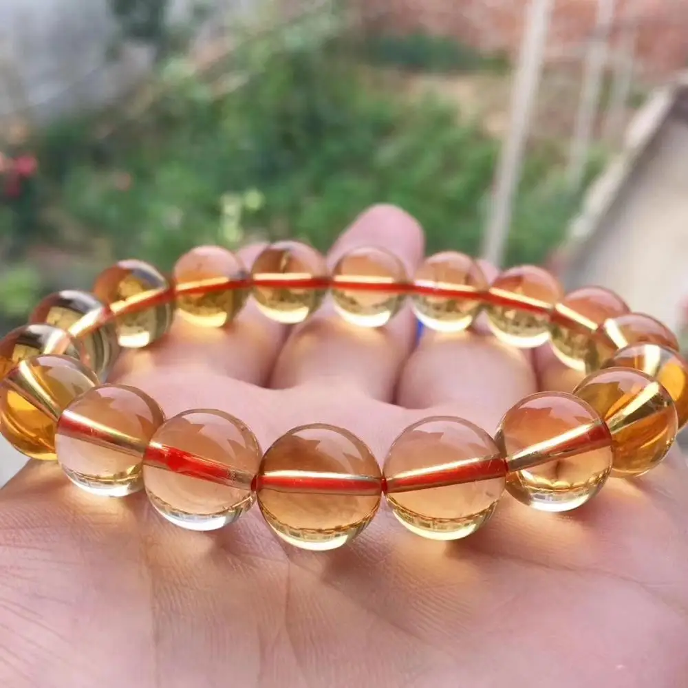 

2019 Newly Natural Yellow Citrine Gemstone Crystal 10mm Round Beads Women Bracelet Wealthy Stone Best Birthday Gift AAAAA