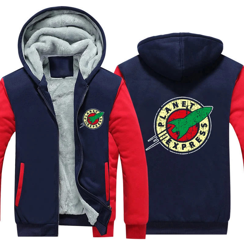 

Planet Express Thicken Hoodie Vintage Planet Express Printed Pullover Warm Hoodie Planet Express Fleece Hoodie Thicken Coat